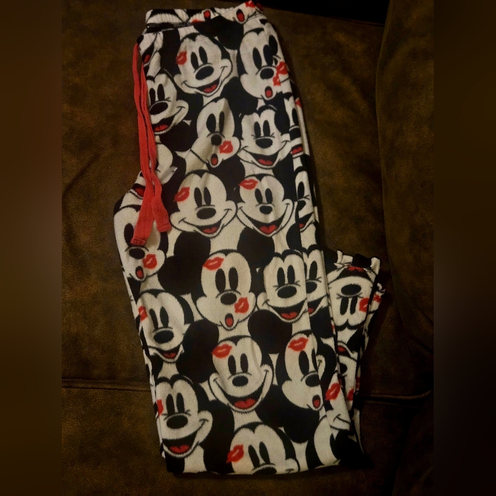 Womens Disney Mickey Mouse Kiss Lips Pajama Bottoms Size M(8-10)